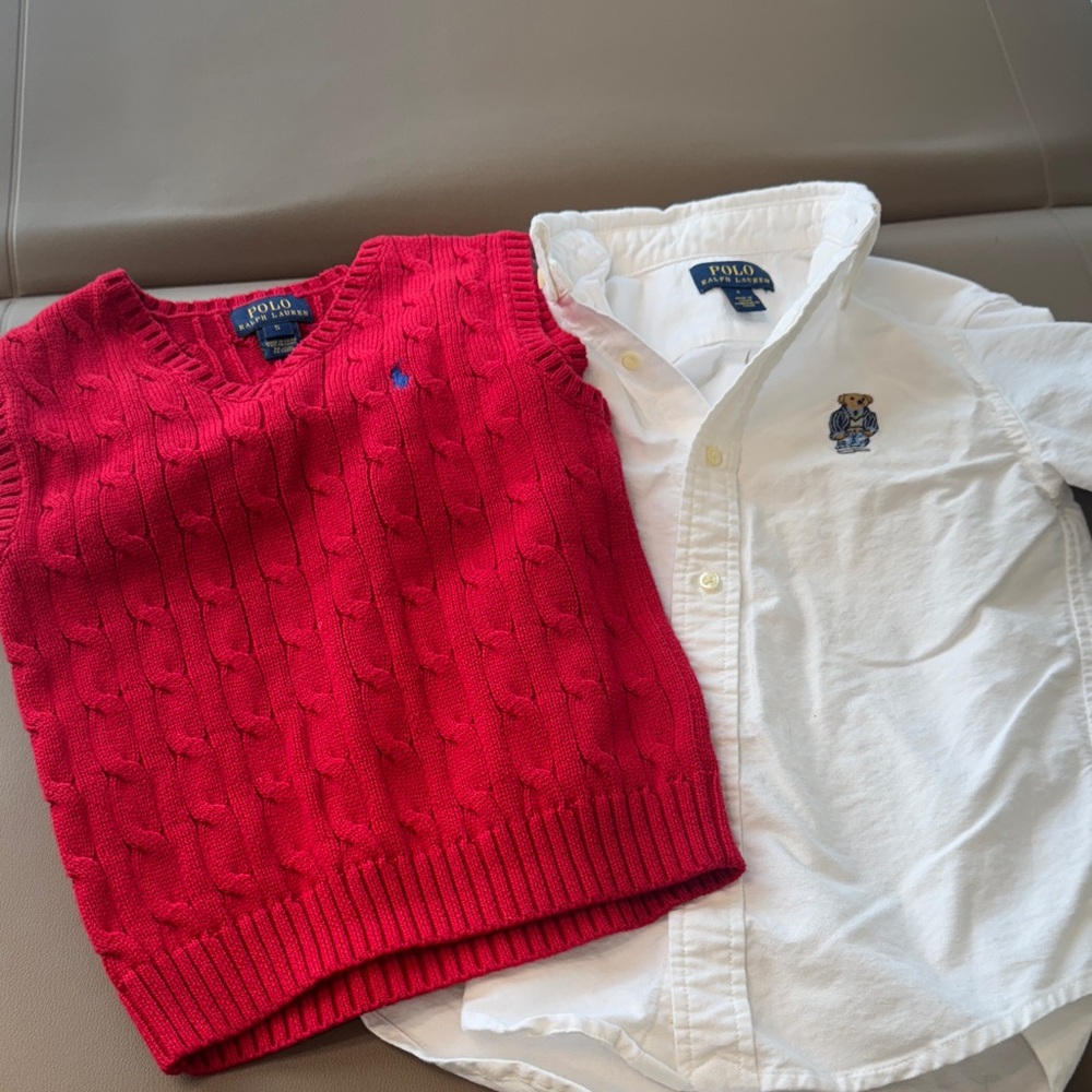 Polo by Ralph Lauren Kids Red Vest and White Button-Down Shirt